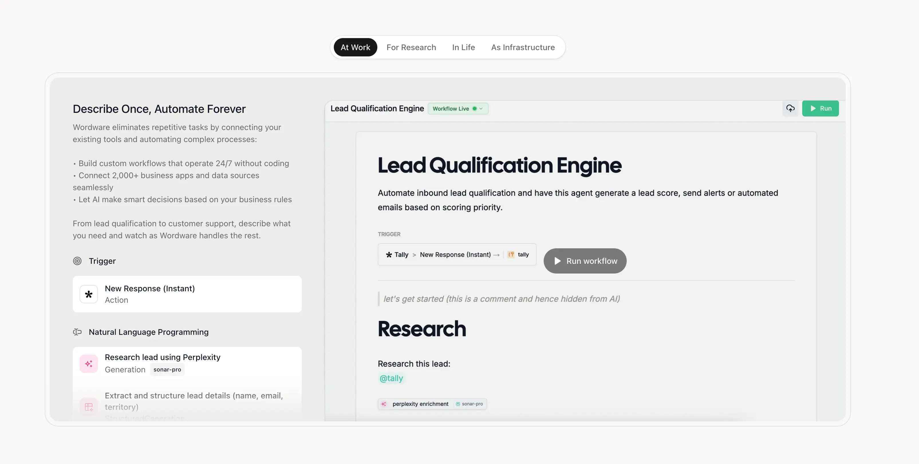 Wordware interface screenshot