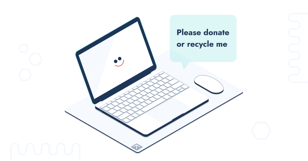 Grafika przedstawiająca laptop, które może być oddany lub przekazany do recyklingu