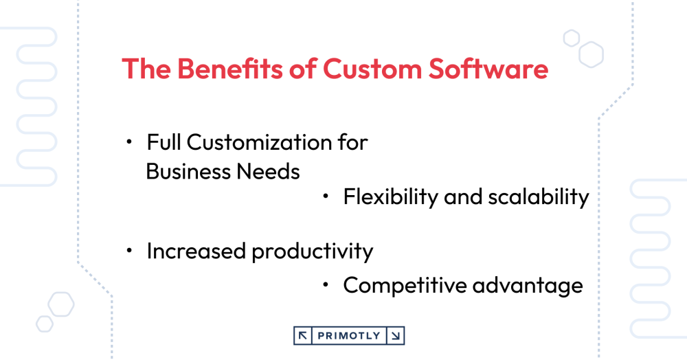 Illustration explaining the benefits of custom software