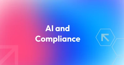 Colorful graphic with the text "AI and Compliance"