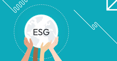 Preview illustration including text "ESG", planet and hands around it, representing the idea of social impact. 