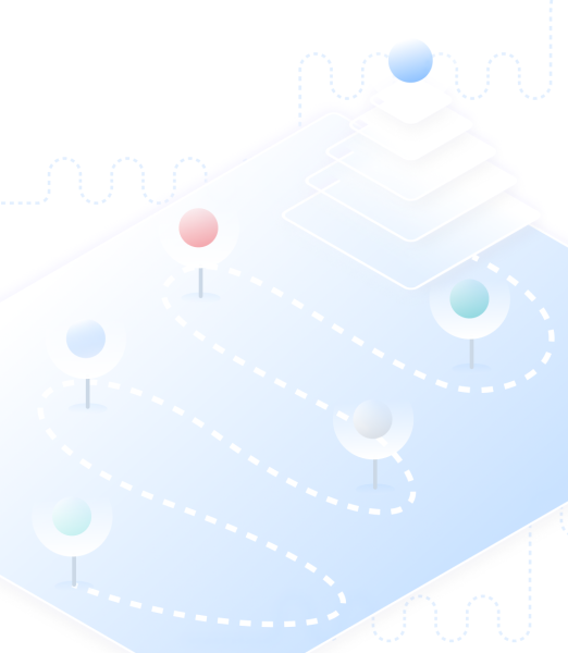 Simplified isometric graphic of a tiered structure with paths leading to the top, representing the roadmap of product development for articles on building products.